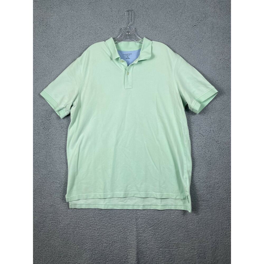 Lands' End Polo Shirt Mens XL Short Sleeve Light Green Traditional Fit Casual